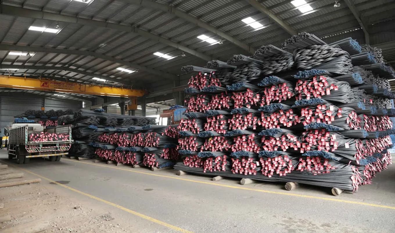 TMT Warehouse Stock - Organized storage of TMT bars